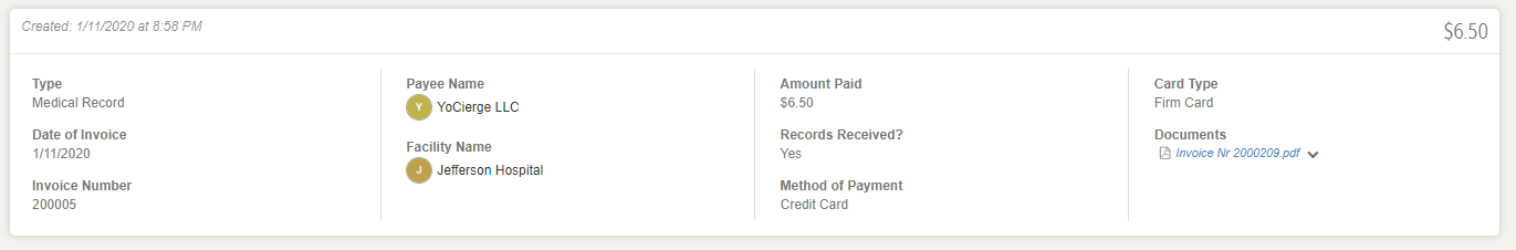 Filevine Invoice